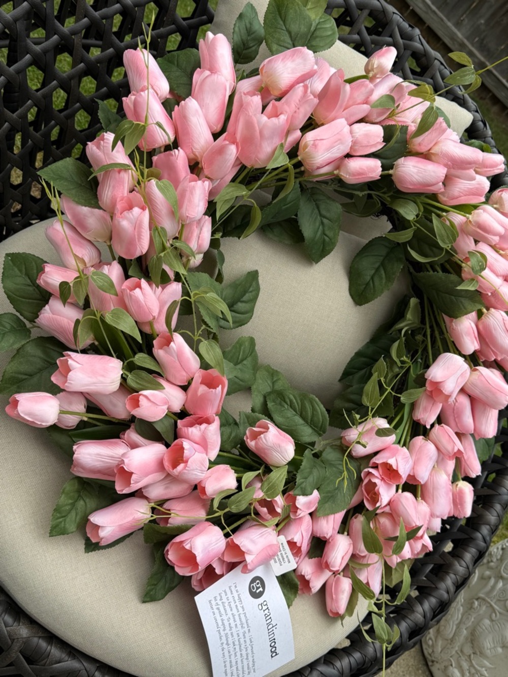 Grandin Road Pink Tulip Floral Wreath - NWT - Picture 15 of 16
